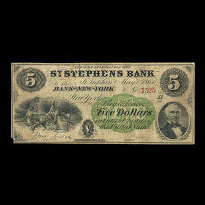 Canada, St. Stephen's Bank, 5 dollars : 1 mai 1863
