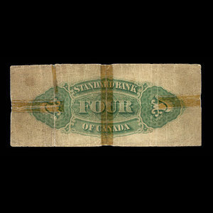 Canada, Standard Bank of Canada, 4 dollars : 1 novembre 1876