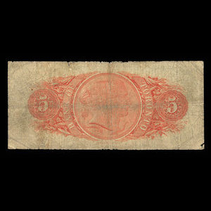 Canada, Bank of Toronto (The), 5 dollars : 1 juillet 1890