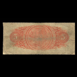Canada, Bank of Toronto (The), 5 dollars : 1 juillet 1890