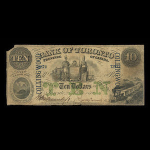 Canada, Bank of Toronto (The), 10 dollars : 2 juillet 1859