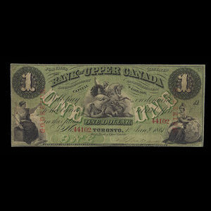 Canada, Bank of Upper Canada (York), 1 dollar : 1 janvier 1861