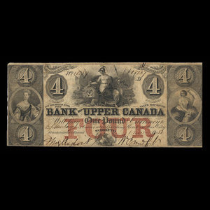 Canada, Bank of Upper Canada (York), 4 dollars : 1 novembre 1857