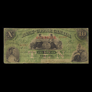 Canada, Bank of Upper Canada (York), 10 dollars : 1 janvier 1861