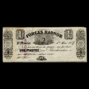 Canada, Forges Radnor, 1 dollar : 1 mai 1857