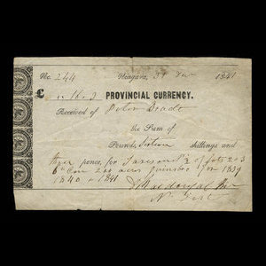 Canada, Province du Canada, 16 shillings, 3 pence : 31 décembre 1841