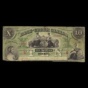 Canada, Bank of Upper Canada (York), 10 dollars : 6 juillet 1859