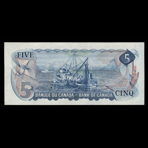 Canada, Banque du Canada, 5 dollars : 1972