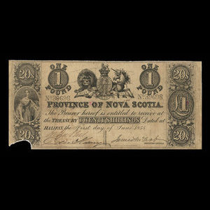 Canada, Province de la Nouvelle-Écosse, 1 livre(anglaise) : 1 juin 1854