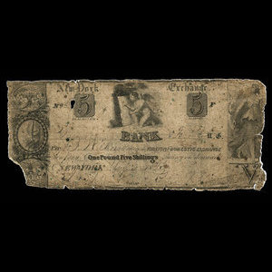 Canada, Farmer's Bank, 5 dollars : 3 août 1843