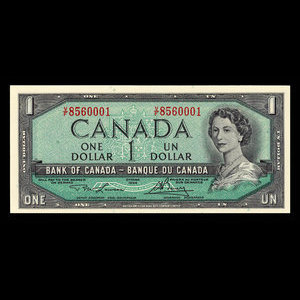 Canada, Banque du Canada, 1 dollar : 1954