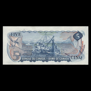 Canada, Banque du Canada, 5 dollars : 1972
