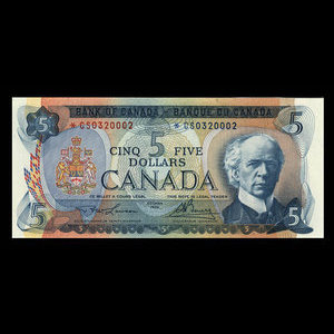 Canada, Banque du Canada, 5 dollars : 1972