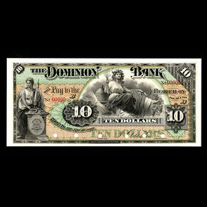 Canada, Dominion Bank, 10 dollars : 2 janvier 1888