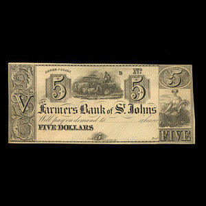 Canada, Farmers Bank of St. Johns, 5 dollars : 1838