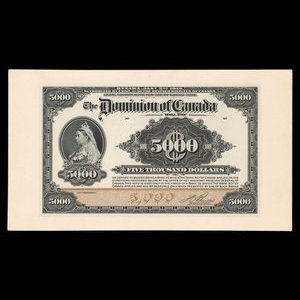 Canada, Dominion du Canada, 5,000 dollars : 2 janvier 1918
