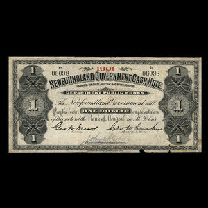Canada, Terre-Neuve - Département des travaux publics, 1 dollar : 1901