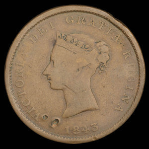 Canada, Province du Nouveau-Brunswick, 1 penny : 1843