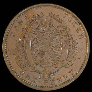 Canada, Banque de la Cité, 1 penny : 1837