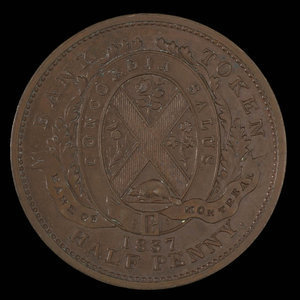 Canada, Banque de Montréal, 1/2 penny : 1837