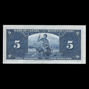 Canada, Banque du Canada, 5 dollars : 2 janvier 1937