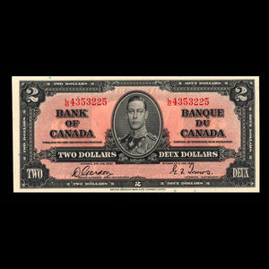 Canada, Banque du Canada, 2 dollars : 2 janvier 1937