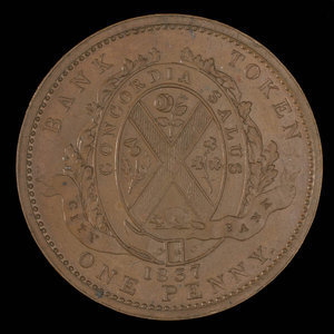 Canada, Banque de Montréal, 1 penny : 1837