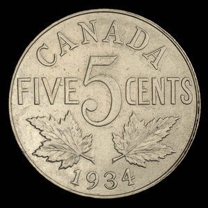 Canada, Georges V, 5 cents : 1934