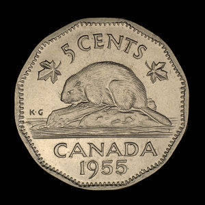 Canada, Élisabeth II, 5 cents : 1955