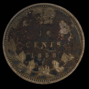 Canada, Victoria, 10 cents : 1858