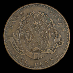 Canada, Banque de Montréal, 1 penny : 1839