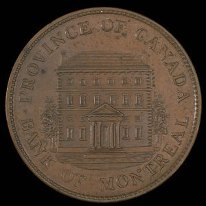 Canada, Banque de Montréal, 1/2 penny : 1845