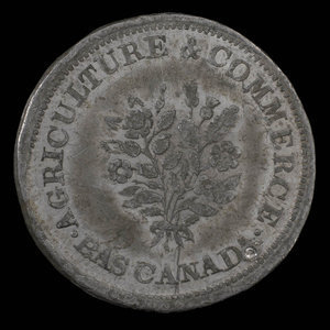 Canada, Société d'archéologie et de numismatique de Montréal, 1 sou : 1865