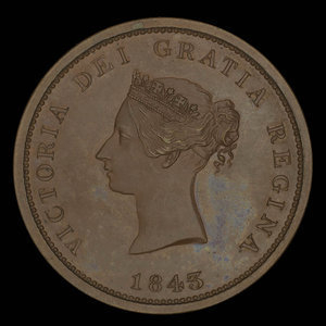 Canada, Province du Nouveau-Brunswick, 1 penny : 1843