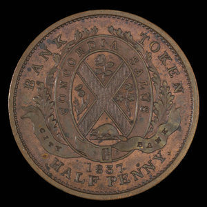 Canada, Banque de la Cité, 1/2 penny : 1837