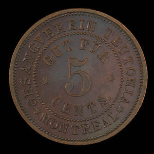 Canada, Gesangverein Teutonia, 5 cents : 1888