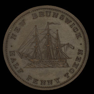 Canada, Province du Nouveau-Brunswick, 1/2 penny : 1843