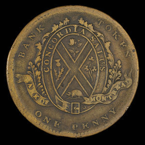 Canada, Banque de Montréal, 1 penny : 1838