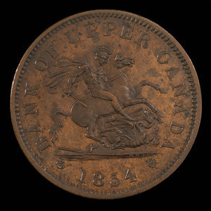 Canada, Bank of Upper Canada (York), 1 penny : 1854