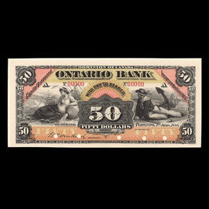 Canada, Ontario Bank, 50 dollars : 1 juin 1888