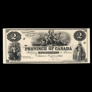 Canada, Province du Canada, 2 dollars : 1 octobre 1866