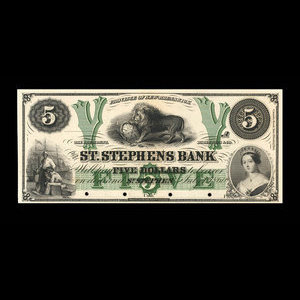 Canada, St. Stephen's Bank, 5 dollars : 1 juillet 1860