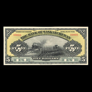 Canada, Bank of Saskatchewan, 5 dollars : 1 mai 1913