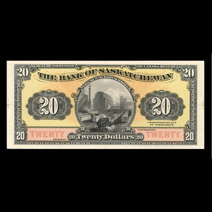 Canada, Bank of Saskatchewan, 20 dollars : 30 mai 1913