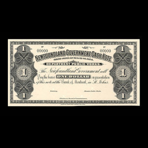 Canada, Terre-Neuve - Département des travaux publics, 1 dollar : 1909