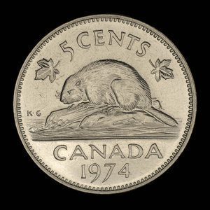 Canada, Élisabeth II, 5 cents : 1974