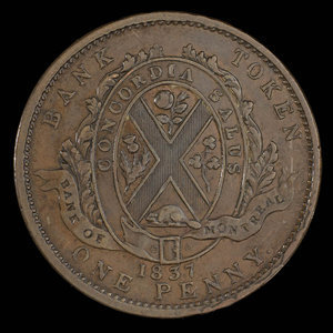 Canada, Banque de Montréal, 1 penny : 1837