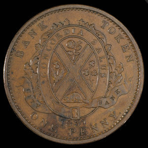 Canada, Banque de la Cité, 1 penny : 1837