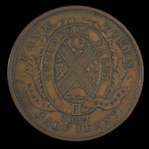 Canada, Banque de Montréal, 1/2 penny : 1837