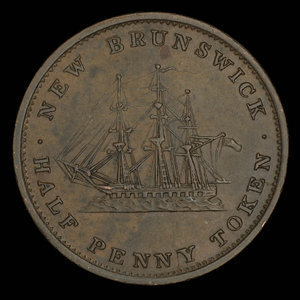 Canada, Province du Nouveau-Brunswick, 1/2 penny : 1843